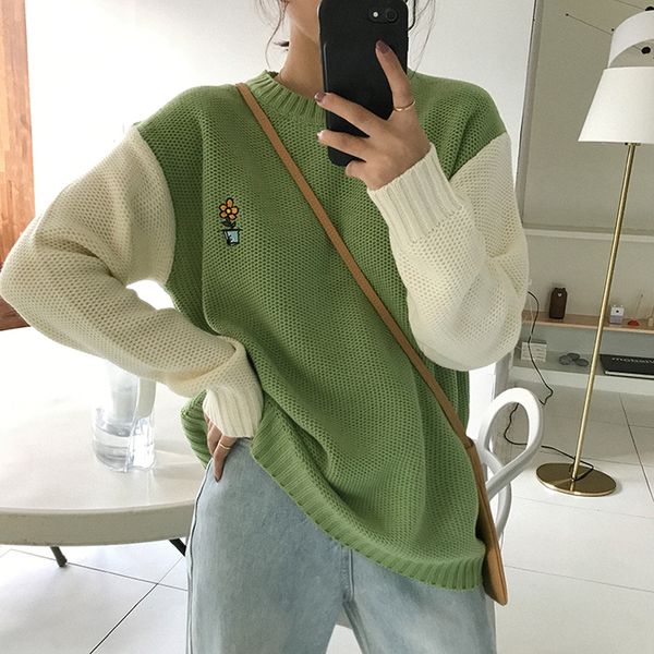 women harajuku knitted sweater 2019 new small fresh embroidery patchwork pullover jumper autumn winter casual female sweaters, White;black
women harajuku knitted sweater 2019 new small fresh embroidery patchwork pullover jumper autumn winter casual female sweaters, White;black