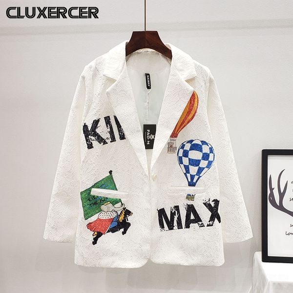 women's suits & blazers 2021 spring autumn graffiti blazer jacket women streetwear printed ladies loose casual suit coat, White;black
women's suits & blazers 2021 spring autumn graffiti blazer jacket women streetwear printed ladies loose casual suit coat, White;black