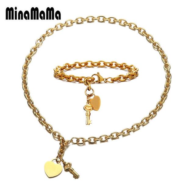 316l stainless steel love heart padlock key pendant necklaces charms bracelet heart jewelry sets for woman valentine's day gift, Silver
316l stainless steel love heart padlock key pendant necklaces charms bracelet heart jewelry sets for woman valentine's day gift, Silver