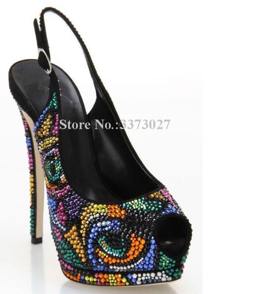 lady new mixed color crystal sandals shoes peep toe slingback stiletto heel pumps platform shoes women party heels dropship, Black
lady new mixed color crystal sandals shoes peep toe slingback stiletto heel pumps platform shoes women party heels dropship, Black