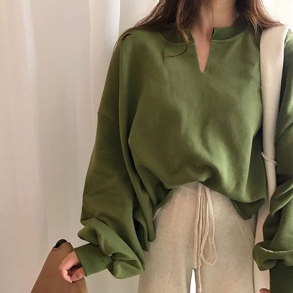 pullovers v-neck sweatshirts modis fashion brand casual long sleeve loose spring autumn new women's clothing korean style, Black
pullovers v-neck sweatshirts modis fashion brand casual long sleeve loose spring autumn new women's clothing korean style, Black