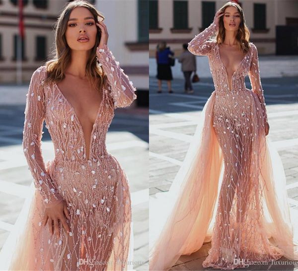 2019 arabic evening dresses with detachable skirt deep v neck lace appliqued beads mermaid prom dress sequins sweep train formal party gowns, Black;red
2019 arabic evening dresses with detachable skirt deep v neck lace appliqued beads mermaid prom dress sequins sweep train formal party gowns, Black;red