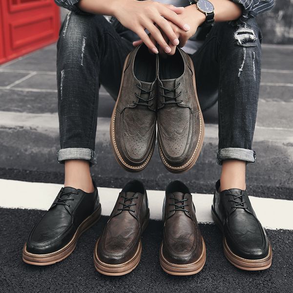 men england leather shoes men's korean-style trend casual shoes versatile youth round-toe lace-up bullock social small leather s, Black
men england leather shoes men's korean-style trend casual shoes versatile youth round-toe lace-up bullock social small leather s, Black