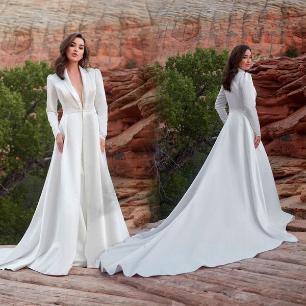 a line wedding dress deep v neck long sleeve satin wedding dresses tulle court train dreamy bohemian bridal gowns, White
a line wedding dress deep v neck long sleeve satin wedding dresses tulle court train dreamy bohemian bridal gowns, White