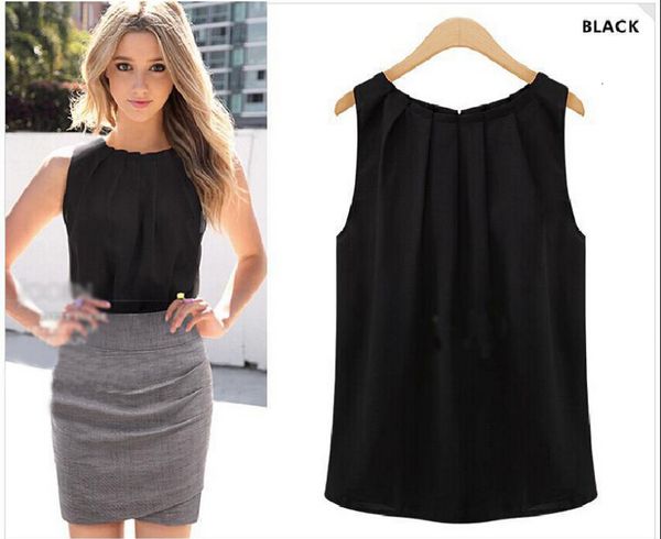 woman blouse woman 2019 new casual summer tank loose sleeveless fashion women blouses round neck solid chiffon top, White
woman blouse woman 2019 new casual summer tank loose sleeveless fashion women blouses round neck solid chiffon top, White