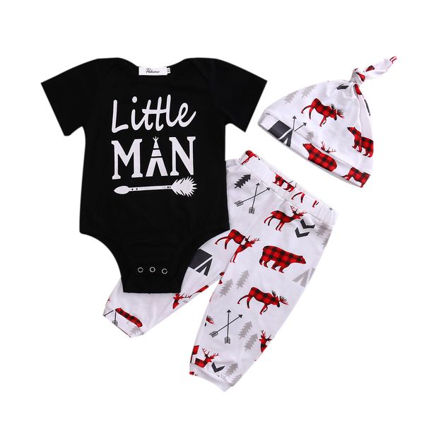 baby clothing sets baby boy litter man romper + deer pants+hat clothes outfit set 2pcs set