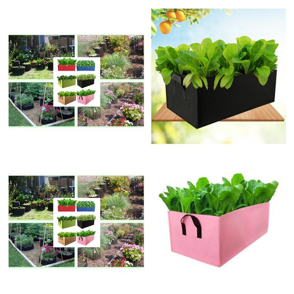 2x non-woven fabric garden grow bags rectangle vegetables planting container l