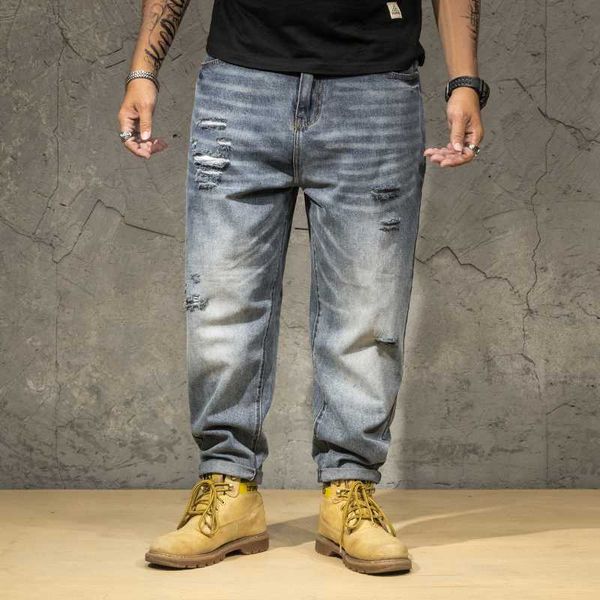 large size pants men's holes jeans men's big size nine-minute pants slim toe students korean fashion ripped jeans, Blue
large size pants men's holes jeans men's big size nine-minute pants slim toe students korean fashion ripped jeans, Blue
