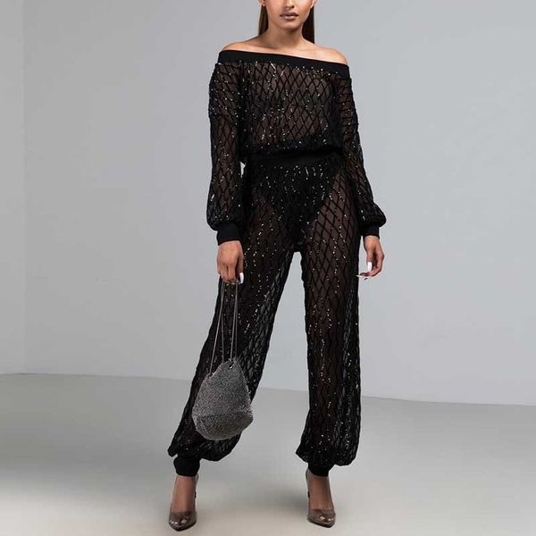 black sequin jumpsuit highstreet plaid mesh off shoulder fitted long sleeve loose jumpsuit autumn fashion party women jumpsuits, Black;white
black sequin jumpsuit highstreet plaid mesh off shoulder fitted long sleeve loose jumpsuit autumn fashion party women jumpsuits, Black;white