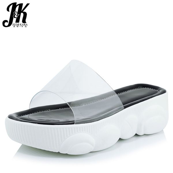 jk plus size 46 casual slippers women open toe footwear transparent pvc platform shoes slides girl mules shoes woman summer, Black
jk plus size 46 casual slippers women open toe footwear transparent pvc platform shoes slides girl mules shoes woman summer, Black