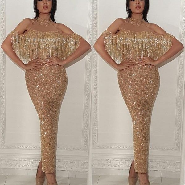 champagne 2019 sheath prom dresses long jewel neck tassel sequined ankle length special occasion dress formal dresses vestidos de fiesta, Black
champagne 2019 sheath prom dresses long jewel neck tassel sequined ankle length special occasion dress formal dresses vestidos de fiesta, Black