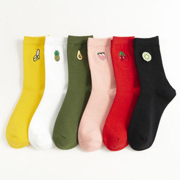 6 color cute cartoon fruit print avocado banana lemon pineapple cherry peach girls kawaii socks harajuku embroidery pile heap, Black
6 color cute cartoon fruit print avocado banana lemon pineapple cherry peach girls kawaii socks harajuku embroidery pile heap, Black