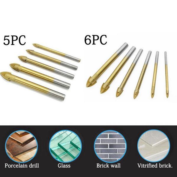 5/6pcs coated glass drill bits set cross spear head drill with hex shank for ceramic tile marble mirror titanium ceramic tile
5/6pcs coated glass drill bits set cross spear head drill with hex shank for ceramic tile marble mirror titanium ceramic tile