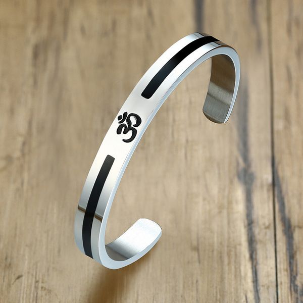 modyle men om ohm aum hindu india bracelet for men half open stainless steel religion jewelry, Black
modyle men om ohm aum hindu india bracelet for men half open stainless steel religion jewelry, Black