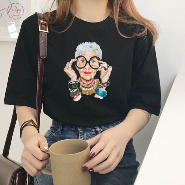 2019 summer womens t shirt fashion casual harajuku eccentric old grandmother print personality korean womens t shirt, White
2019 summer womens t shirt fashion casual harajuku eccentric old grandmother print personality korean womens t shirt, White