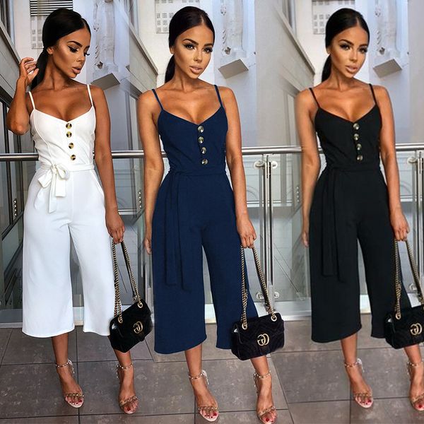 2020 summer women lace up button spaghetti strap backless jumpsuits ladies casual ankle length pants single breasted playsuits, Black;white
2020 summer women lace up button spaghetti strap backless jumpsuits ladies casual ankle length pants single breasted playsuits, Black;white
