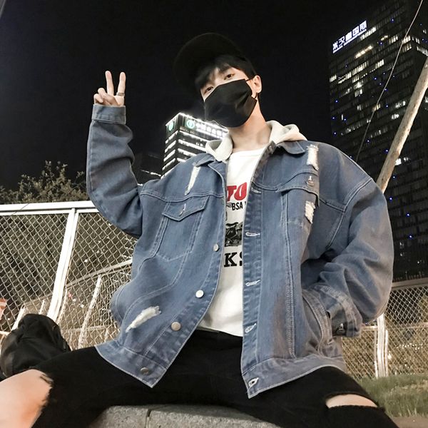 2019 autumn and winter new youth large size loose detachable cap hole wash fashion casual denim jacket blue / black m-xl, Black;brown
2019 autumn and winter new youth large size loose detachable cap hole wash fashion casual denim jacket blue / black m-xl, Black;brown