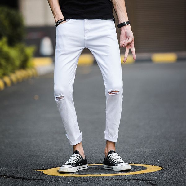 2018 марка дизайнер slim fit рваные джинсы мужчин привет-стрит мужские проблемные denim бегуны колено дыры омывается разрушенный jeans, Blue
2018 марка дизайнер slim fit рваные джинсы мужчин привет-стрит мужские проблемные denim бегуны колено дыры омывается разрушенный jeans, Blue