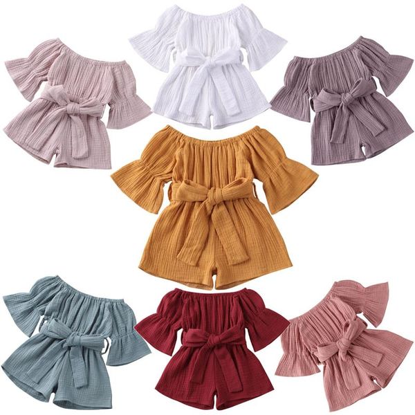 clothing sets romper 2021 kid baby girls short sleeve off shoulder solid jumpsuit one piece bow playsuit summer 7 colors, White
clothing sets romper 2021 kid baby girls short sleeve off shoulder solid jumpsuit one piece bow playsuit summer 7 colors, White