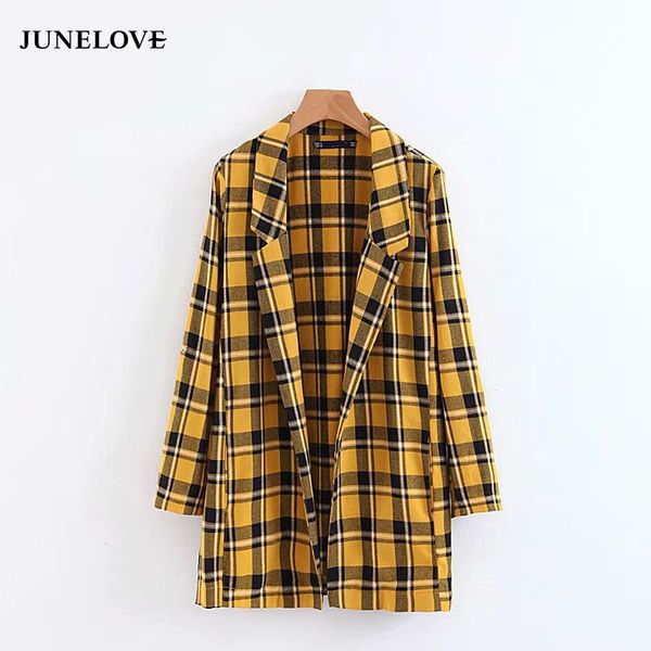 2019 new autumn women elegant checked yellow plaid blazer long sleeve outwear suit office lady notched casual business jacket, White;black
2019 new autumn women elegant checked yellow plaid blazer long sleeve outwear suit office lady notched casual business jacket, White;black