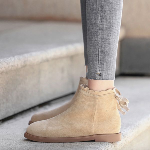 women boots spring autumn flock leather ankle boots for women flats heel fashion butterfly-knot breathable casual shoes, Black
women boots spring autumn flock leather ankle boots for women flats heel fashion butterfly-knot breathable casual shoes, Black