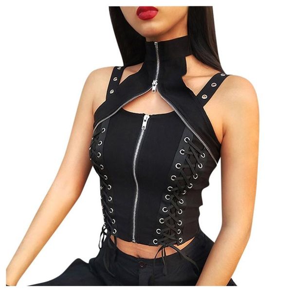 women's sleeveless short punk vest turtleneck zip fashion party club tank for women girs mujer camisole 40jan09, White
women's sleeveless short punk vest turtleneck zip fashion party club tank for women girs mujer camisole 40jan09, White