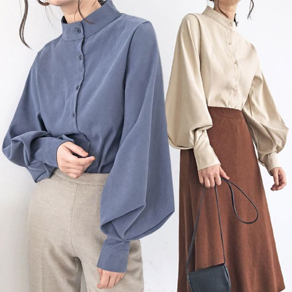 soft autumn winter khaki lantern sleeve white vintage comfortable blue 1pc single breasted blouse women shirt blouses thicken
soft autumn winter khaki lantern sleeve white vintage comfortable blue 1pc single breasted blouse women shirt blouses thicken