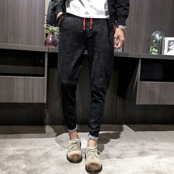 2019 autumn new japanese hipster male retro korean version of the beam foot sports men's wild slim jeans, Blue
2019 autumn new japanese hipster male retro korean version of the beam foot sports men's wild slim jeans, Blue