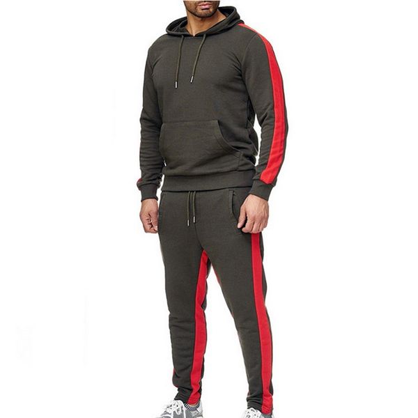 2 pieces sets tracksuit men male running stripe patchwork hoodies new brand autumn winter hooded sweatshirt +drawstring pants, Gray
2 pieces sets tracksuit men male running stripe patchwork hoodies new brand autumn winter hooded sweatshirt +drawstring pants, Gray
