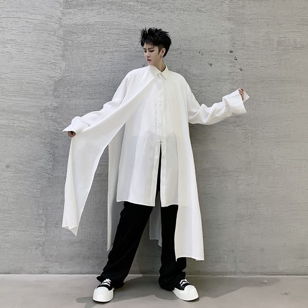 men's casual shirts men 2 pieces splice long sleeve male streetwear style fashion loose dress black white, White;black
men's casual shirts men 2 pieces splice long sleeve male streetwear style fashion loose dress black white, White;black