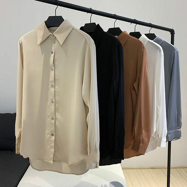 women's blouses & shirts women shirt 2021 spring loose lapel lazy straight bf style, White
women's blouses & shirts women shirt 2021 spring loose lapel lazy straight bf style, White