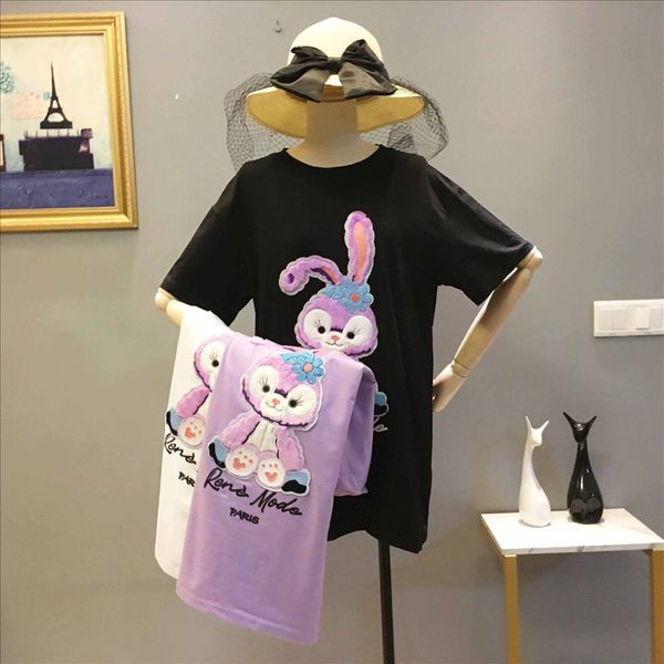 taro purple rabbit embroidery t-shirt headdress headdress summer female letter loose long short-sleeved printed cartoon top, White
taro purple rabbit embroidery t-shirt headdress headdress summer female letter loose long short-sleeved printed cartoon top, White