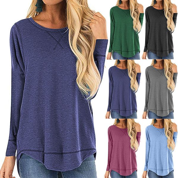 round collar front short back long short sleeve shirt casual fashion loose t-shirt for women autumn summber, White
round collar front short back long short sleeve shirt casual fashion loose t-shirt for women autumn summber, White