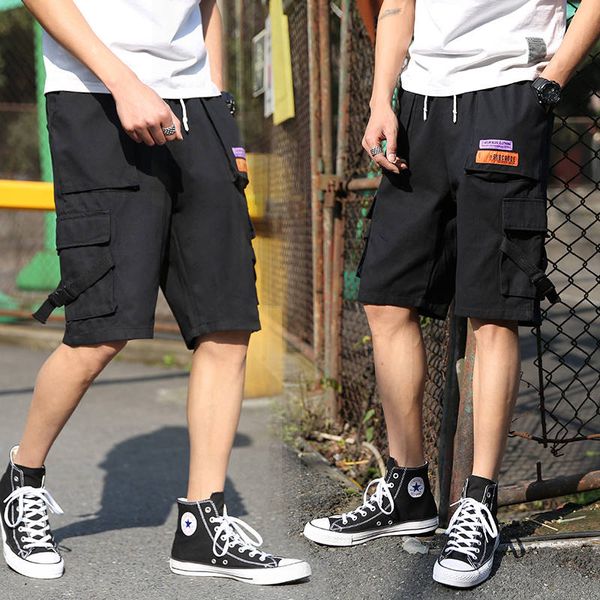men cargo shorts streetwear summer men's baggy shorts mens casual harajuku cotton zipper cargo trousers, White;black
men cargo shorts streetwear summer men's baggy shorts mens casual harajuku cotton zipper cargo trousers, White;black
