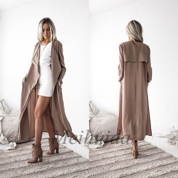 Женская Мода Дамы С Длинным Рукавом Водопад Кардиган Траншеи Длинное Пальто Пыль 
Женская Мода Дамы С Длинным Рукавом Водопад Кардиган Траншеи Длинное Пальто Пыль