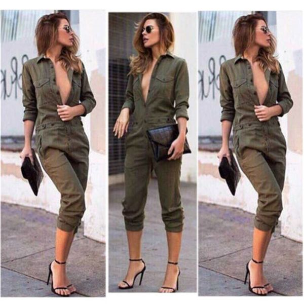 2019 new army green long sleeve button outfits overall jumpsuit ol lange women clothing set summer casual playsuit bodysuit, Black;white
2019 new army green long sleeve button outfits overall jumpsuit ol lange women clothing set summer casual playsuit bodysuit, Black;white