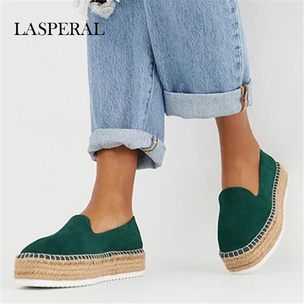 

lasperal fashion faux suede espadrilles shoes casual loafers women flats ballet flats ladies zapatos mujer, Black