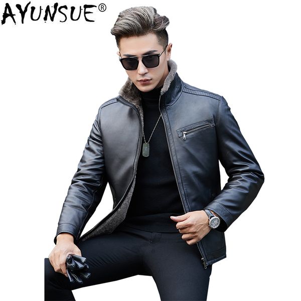 ayunsue sheepskin coat for men winter genuine leather jacket men short real fur coat wool jackets chaqueta cuero hombre kj1510, Black
ayunsue sheepskin coat for men winter genuine leather jacket men short real fur coat wool jackets chaqueta cuero hombre kj1510, Black