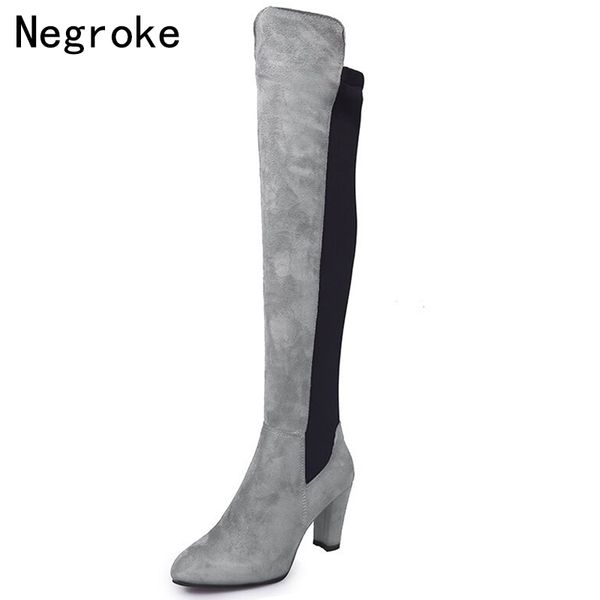 women's warm boots 2019 autumn winter high heels over the knee boots elastic thigh high shoes woman bota feminina, Black
women's warm boots 2019 autumn winter high heels over the knee boots elastic thigh high shoes woman bota feminina, Black