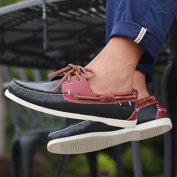 men's shoes made of genuine leather mixed colors boat shoes for men waterproof sewing colorful driving sneakers male fashion t200610, Black
men's shoes made of genuine leather mixed colors boat shoes for men waterproof sewing colorful driving sneakers male fashion t200610, Black