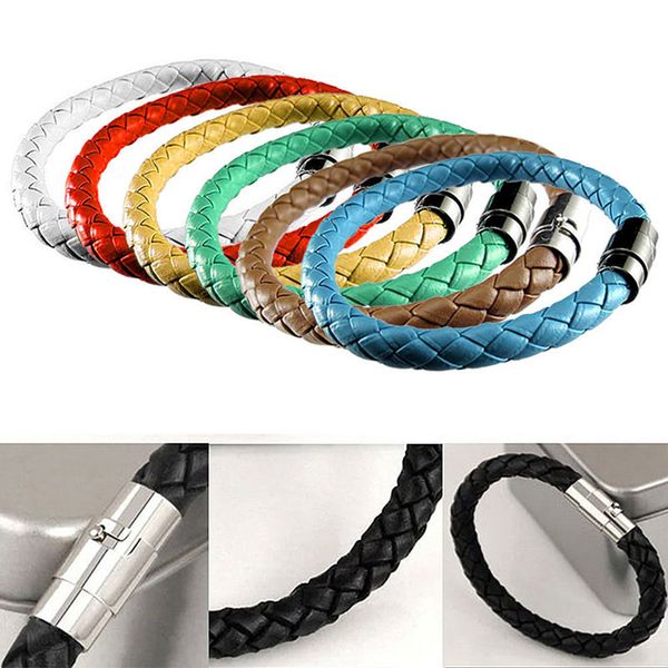 woven bracelet 1 piece couple bracelet magnetic clasp men women braided leather steel leather leather rope unisex, Golden;silver
woven bracelet 1 piece couple bracelet magnetic clasp men women braided leather steel leather leather rope unisex, Golden;silver