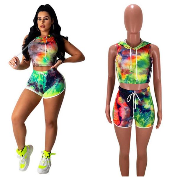 summer women shorts traksuit sleeveless hooded t shirt crop + shorts 2 piece set tie-dye print t-shirt outfits bodycon suit clothes ins, White
summer women shorts traksuit sleeveless hooded t shirt crop + shorts 2 piece set tie-dye print t-shirt outfits bodycon suit clothes ins, White