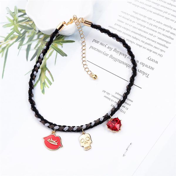 fashion black chocler vintage skeleton head lip heart chain choker necklace for women party collar necklace wedding jewelry gift, Golden;silver
fashion black chocler vintage skeleton head lip heart chain choker necklace for women party collar necklace wedding jewelry gift, Golden;silver