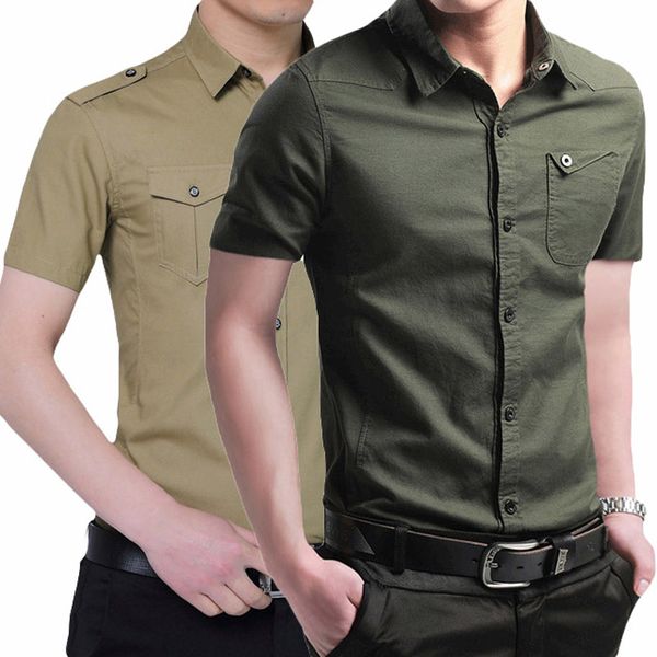 men's shirt short sleeve 2020 new arrival fashion male cotton slim fit casual business shirts epaulette pocket, White;black
men's shirt short sleeve 2020 new arrival fashion male cotton slim fit casual business shirts epaulette pocket, White;black