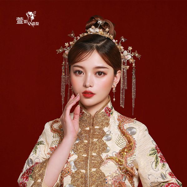 new chinese tassel tiara suitable for round tiara wedding ancient bride headdress wedding hair accessories, Golden;white
new chinese tassel tiara suitable for round tiara wedding ancient bride headdress wedding hair accessories, Golden;white