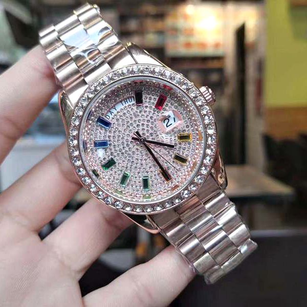 swiss watch high luxe diamond watches iced out colorful men dial brand montre movement for men de gold watch quality date quartz dmkov, Slivery;brown
swiss watch high luxe diamond watches iced out colorful men dial brand montre movement for men de gold watch quality date quartz dmkov, Slivery;brown