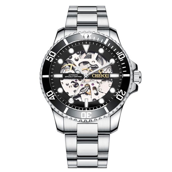 chenxi automatic movement wristwatch analog dial face gold bezel stainless steel strap folding buckle business wristwatch for men, Slivery;brown
chenxi automatic movement wristwatch analog dial face gold bezel stainless steel strap folding buckle business wristwatch for men, Slivery;brown