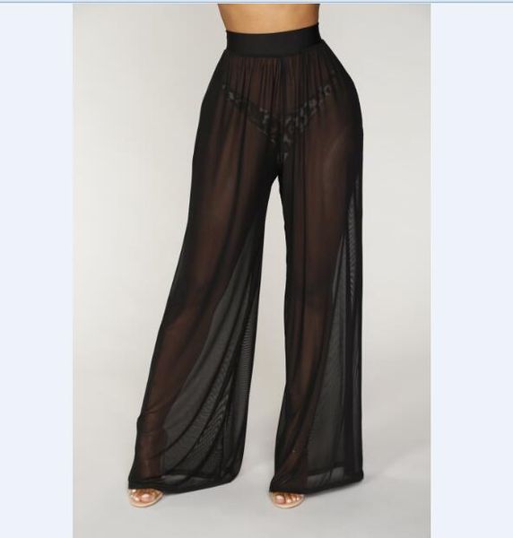 women beach pants see through boho wide leg high waist trousers beach long loose mesh sheer pants hot, Black;white
women beach pants see through boho wide leg high waist trousers beach long loose mesh sheer pants hot, Black;white