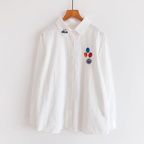 spring new women's white shirt chest embroidered shirt loose long-sleeved women's top
spring new women's white shirt chest embroidered shirt loose long-sleeved women's top