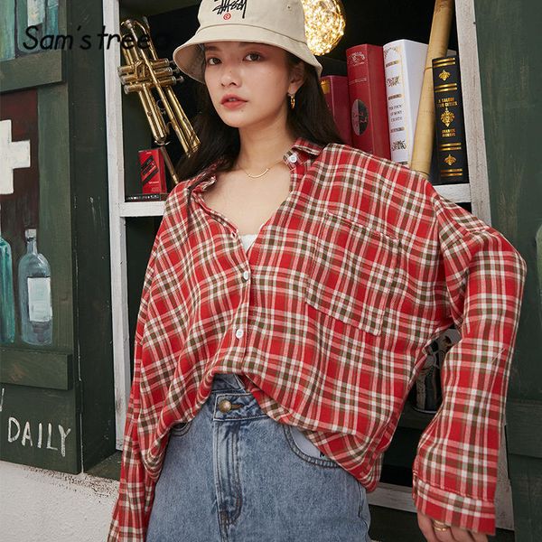 sam's tree multicolor plaid single breasted casual preppy women shirts 2020 spring colorblock drop shoulder female korean, White
sam's tree multicolor plaid single breasted casual preppy women shirts 2020 spring colorblock drop shoulder female korean, White